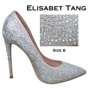 Elisabet Tang Heels Pumps 6 Crystal Rhinestone Stiletto Pointed Event Dressy